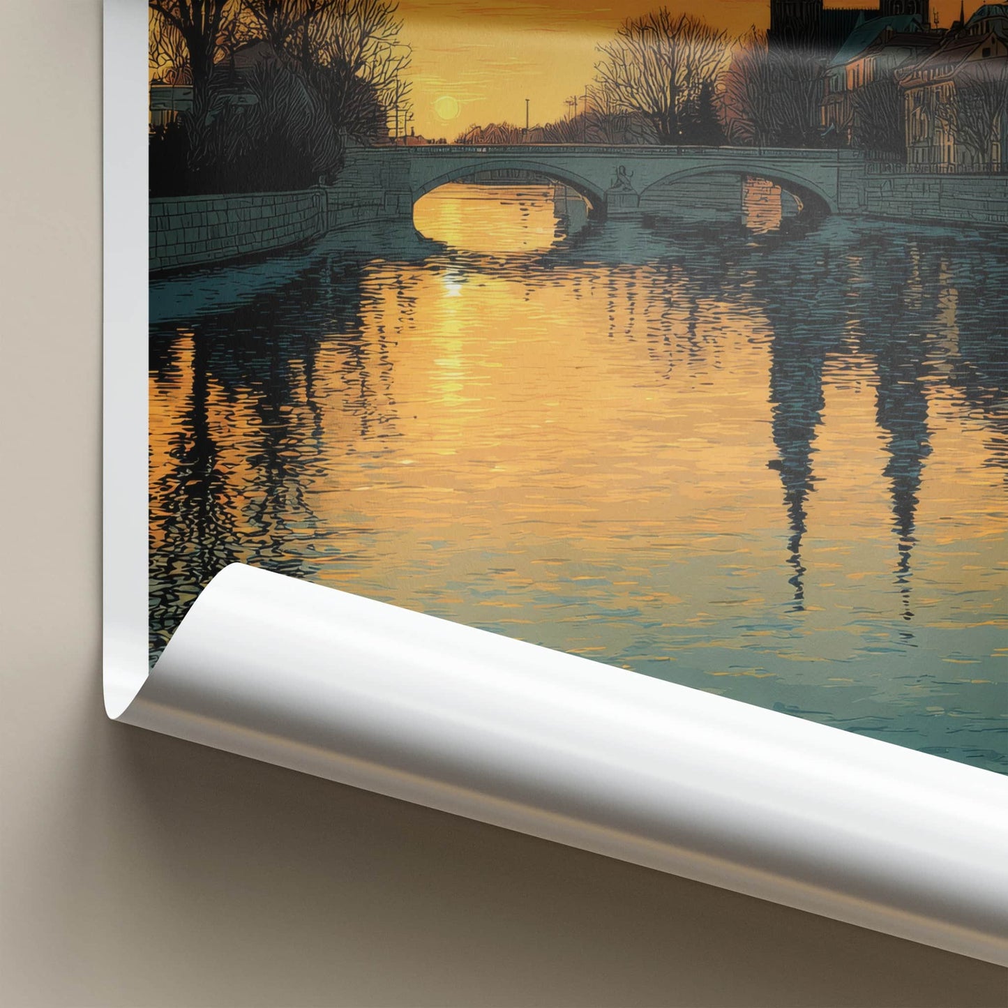 Wroclaw Poster - Poland Travel Art - Sunset River Spires Home Decor
