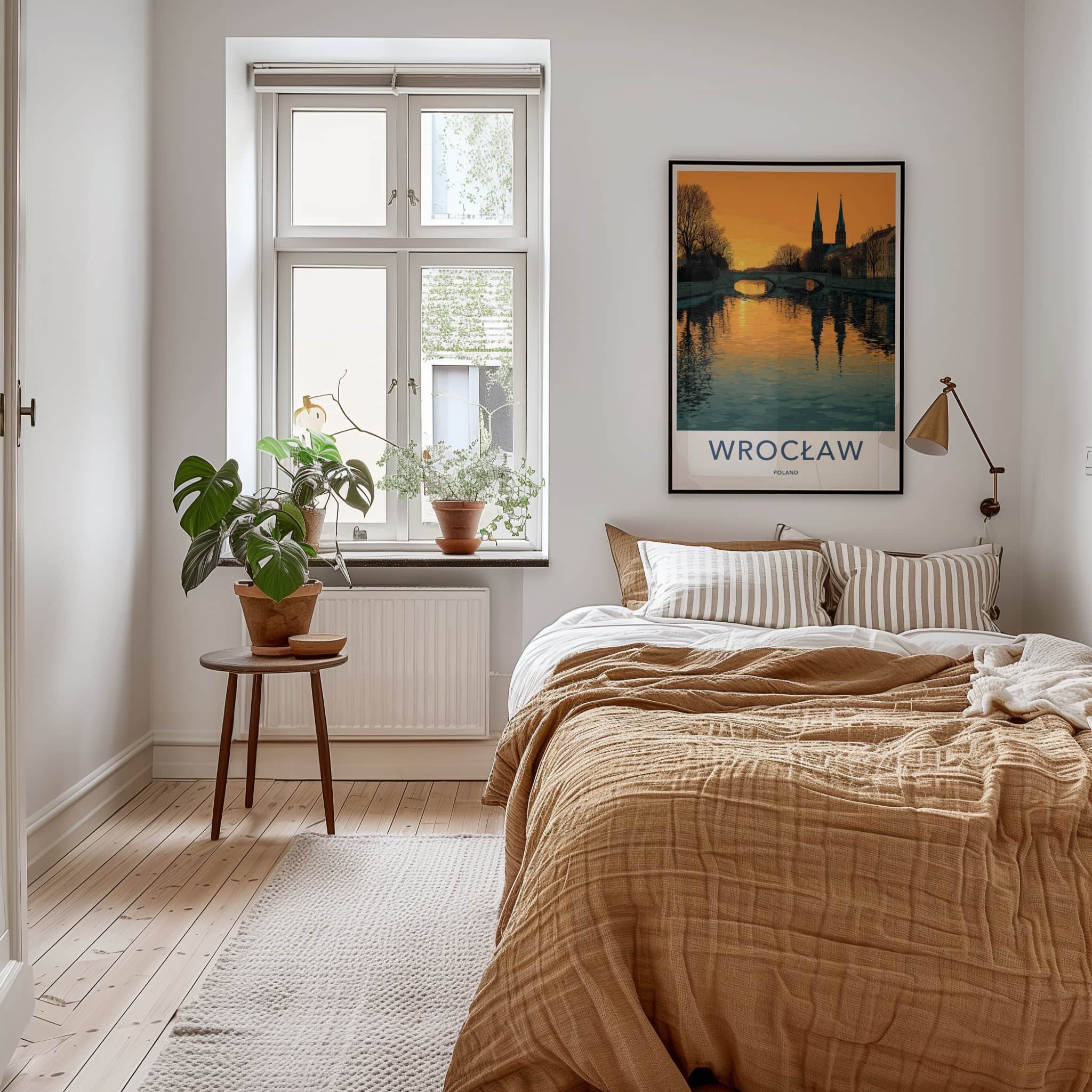 Wroclaw Poster - Poland Travel Art - Sunset River Spires Home Decor
