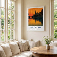 Wroclaw Poster - Poland Wall Art - Orange River Reflection Home Decor