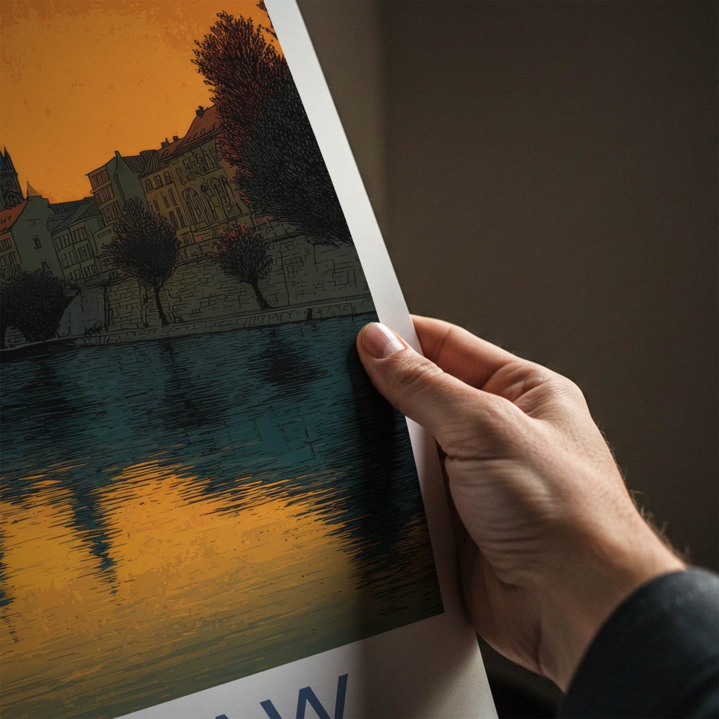 Wroclaw Poster - Poland Wall Art - Orange River Reflection Home Decor