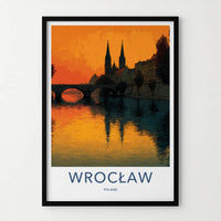 Wroclaw Poster - Poland Wall Art - Orange River Reflection Home Decor