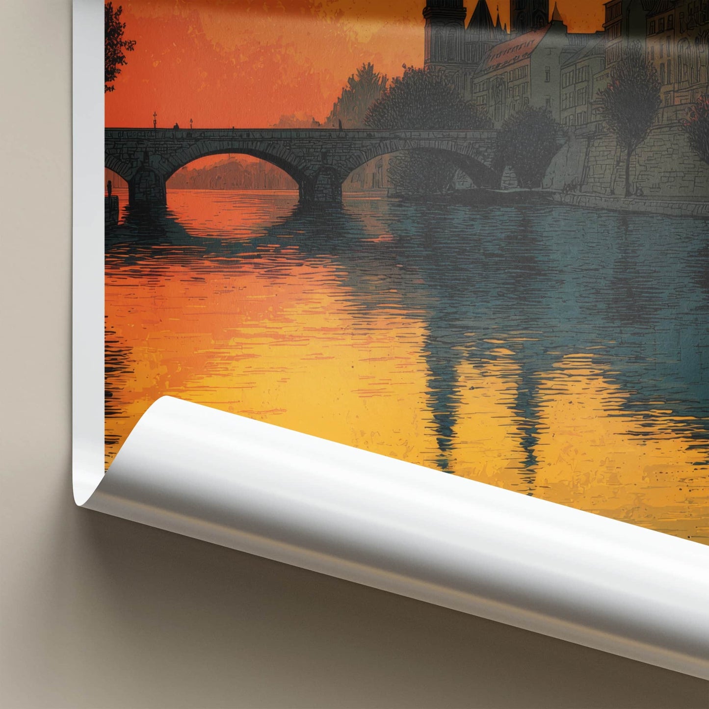 Wroclaw Poster - Poland Wall Art - Orange River Reflection Home Decor