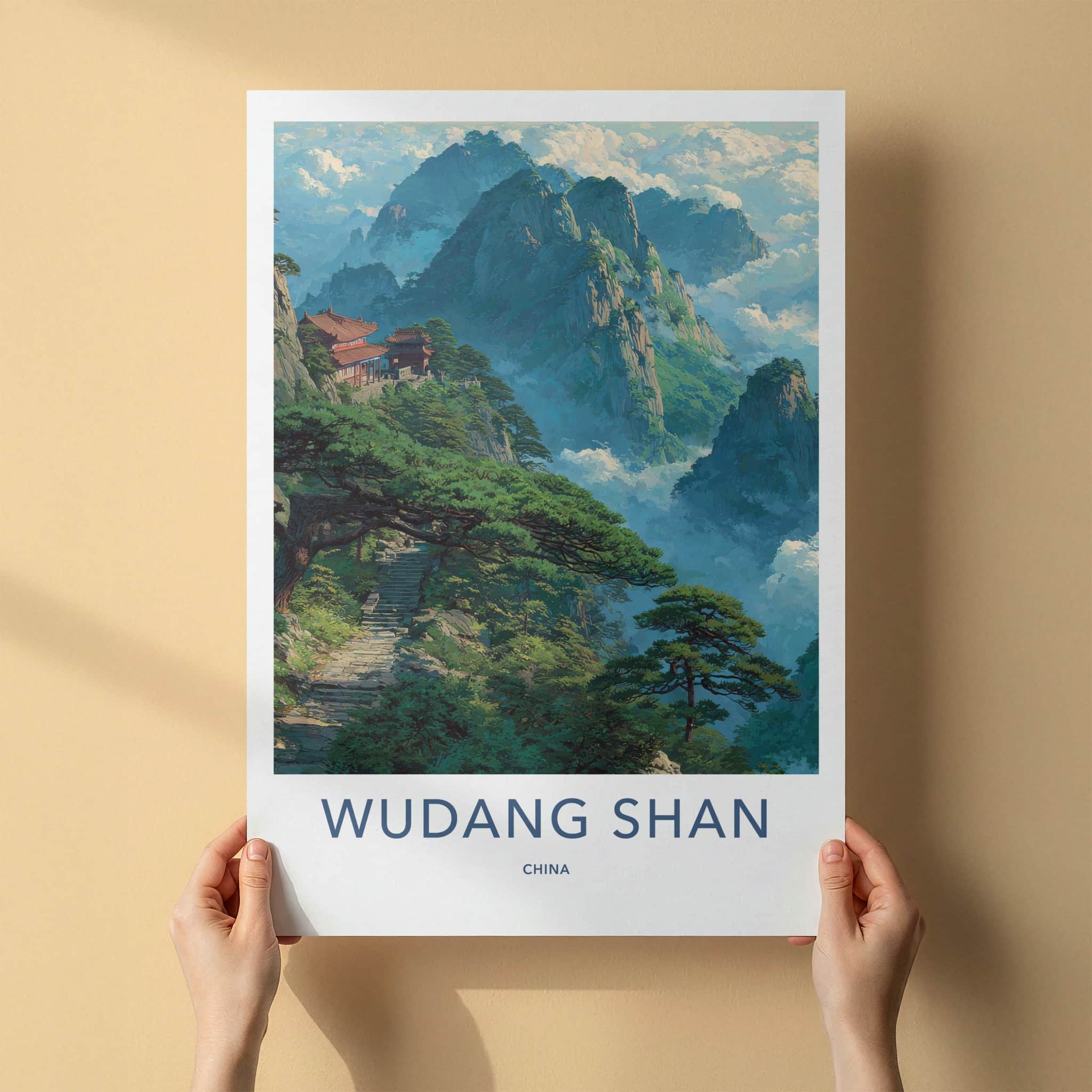 Wudang Shan Poster - China Art Print - Mountains Temples Trees Home Decor