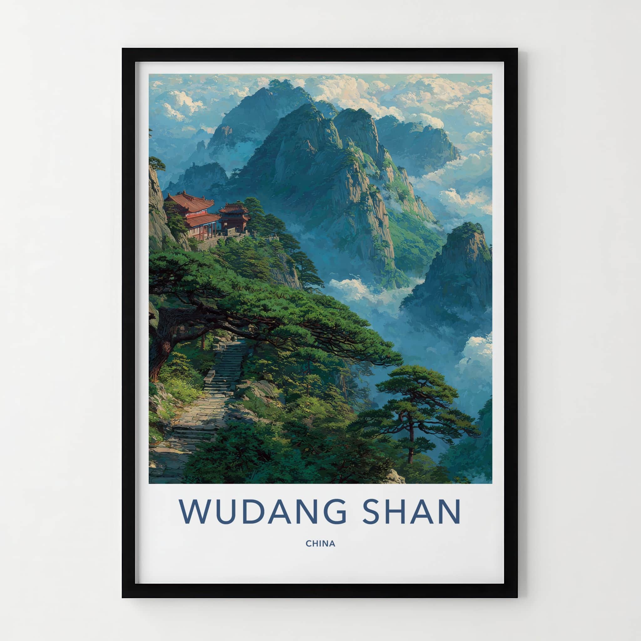 Wudang Shan Poster - China Art Print - Mountains Temples Trees Home Decor