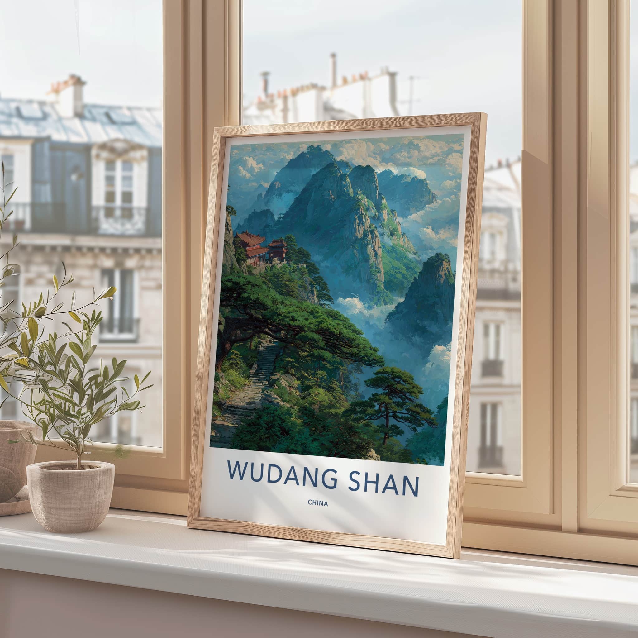 Wudang Shan Poster - China Art Print - Mountains Temples Trees Home Decor