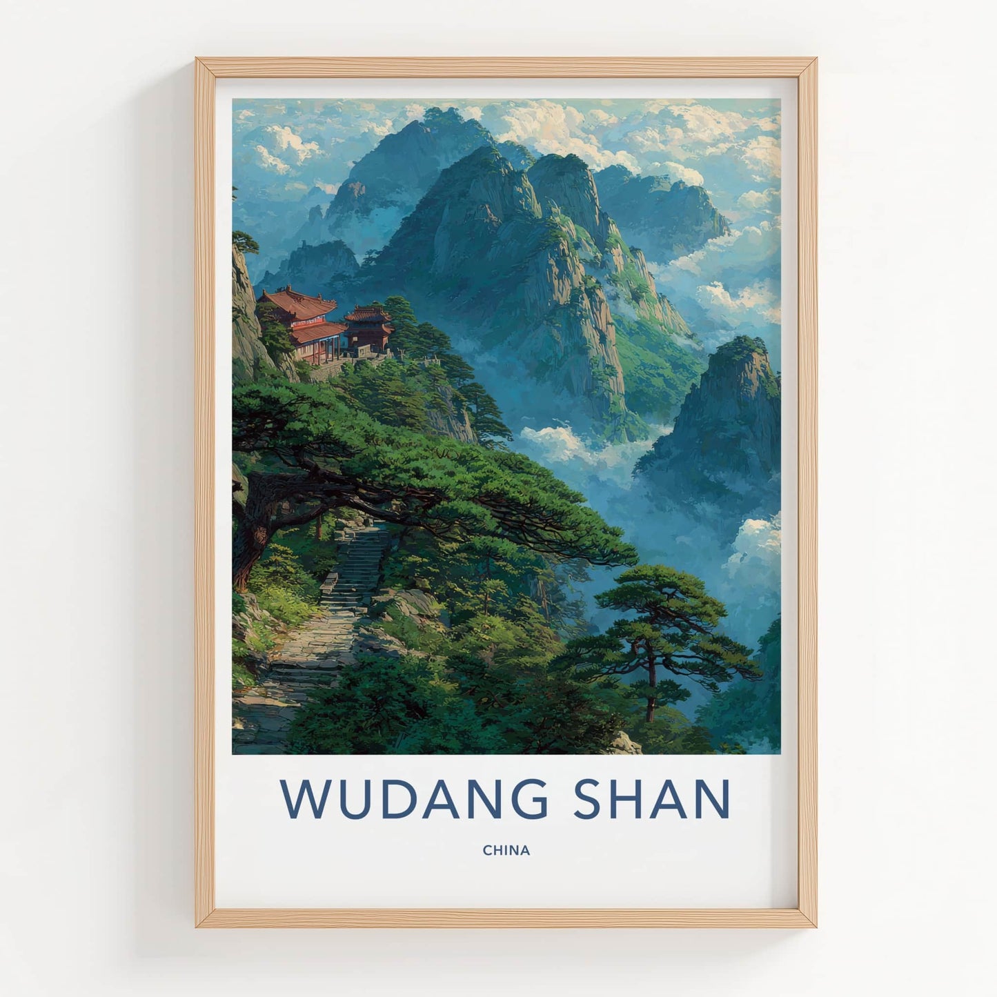 Wudang Shan Poster - China Art Print - Mountains Temples Trees Home Decor