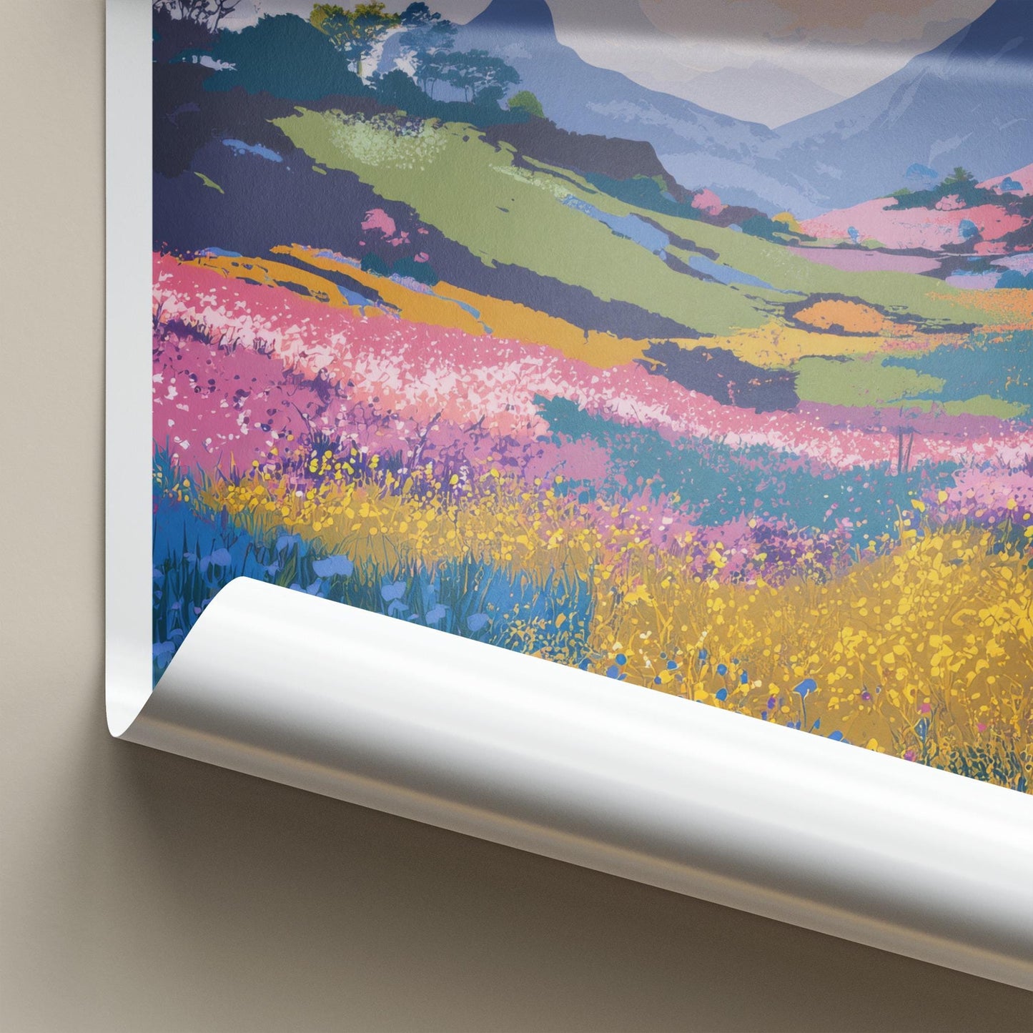 Wuling Farm Poster - Taiwan Travel Art - Vibrant Mountain Blooms Home Decor