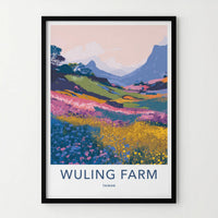 Wuling Farm Poster - Taiwan Travel Art - Vibrant Mountain Blooms Home Decor