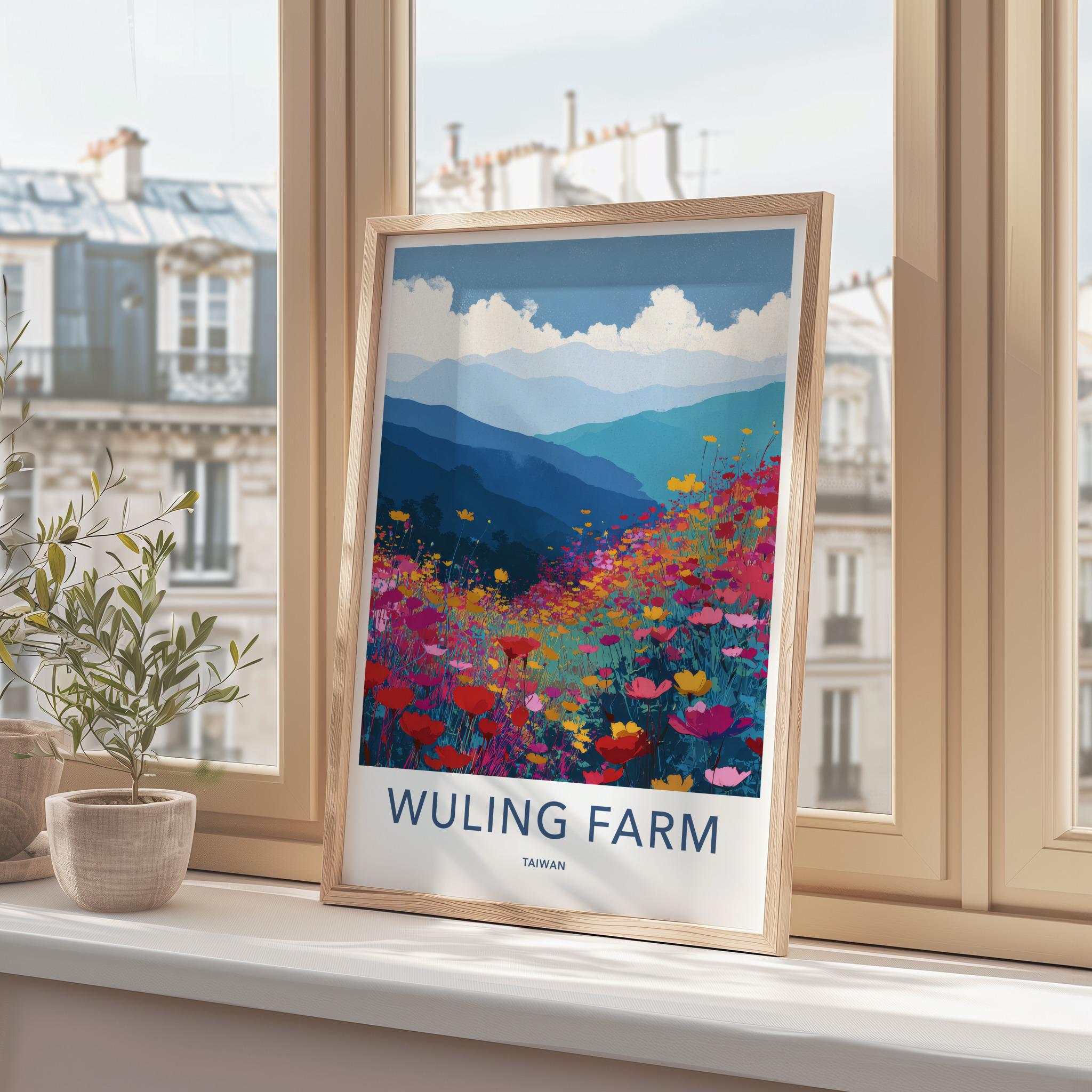 Wuling Farm Poster - Taiwan Travel Print - Vibrant Flower Landscape Wall Decor