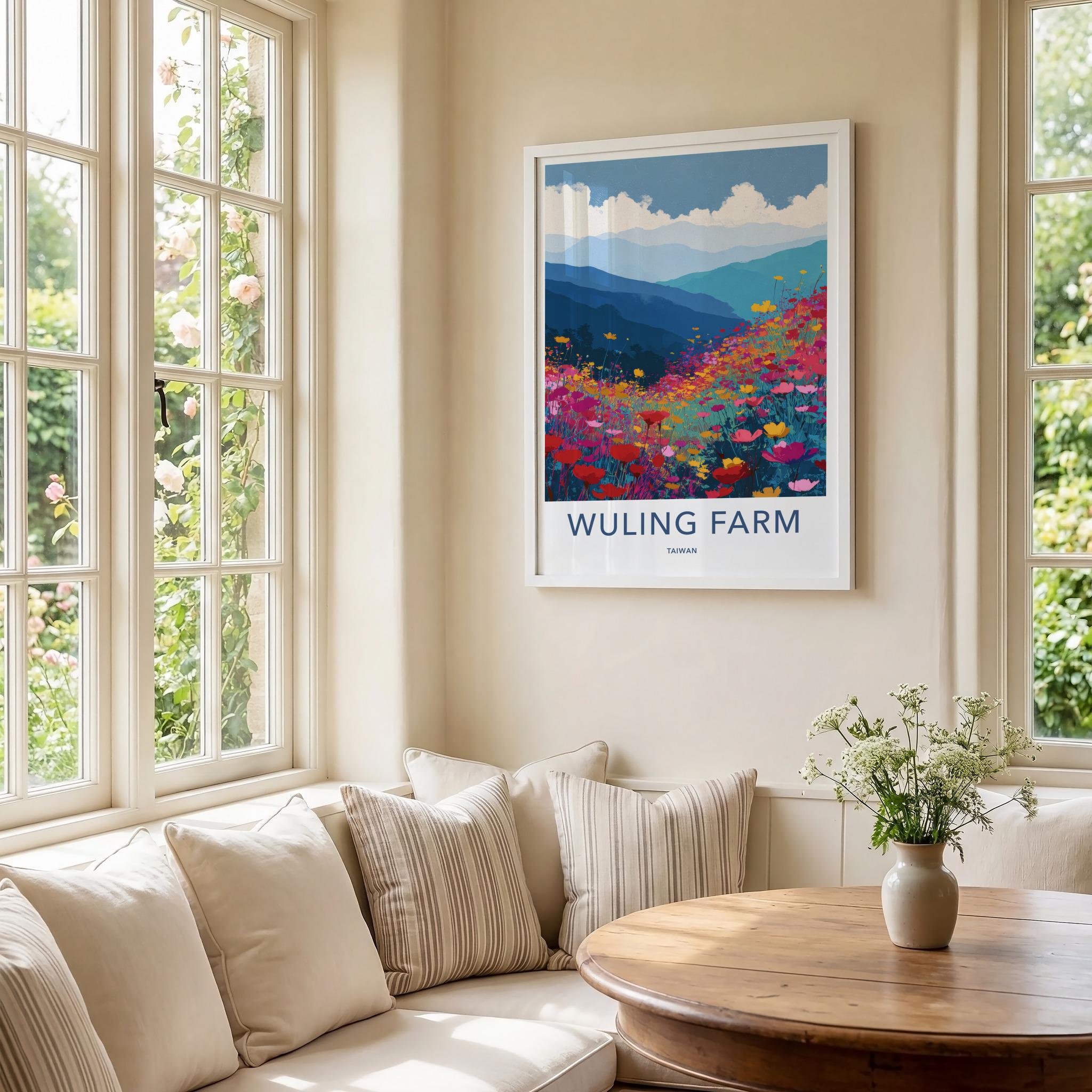 Wuling Farm Poster - Taiwan Travel Print - Vibrant Flower Landscape Wall Decor