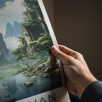 Wulingyuan Poster - China Travel Art - Misty River Mountains Home Decor