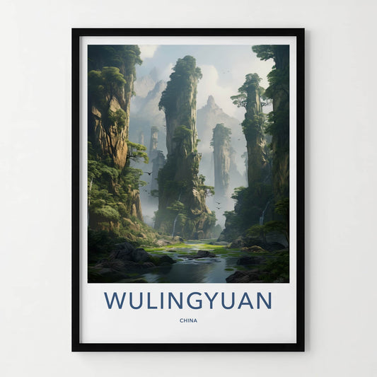 Wulingyuan Poster - China Travel Art - Towering Green Karst Home Decor