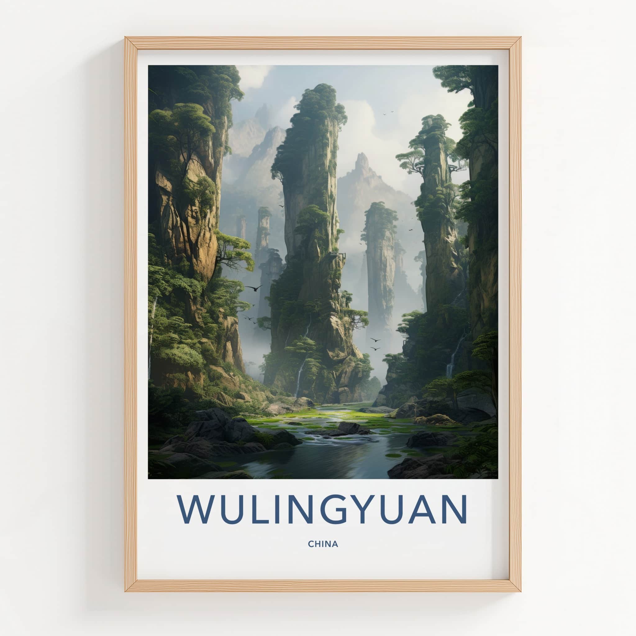 Wulingyuan Poster - China Travel Art - Towering Green Karst Home Decor