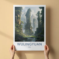 Wulingyuan Poster - China Travel Art - Towering Green Karst Home Decor