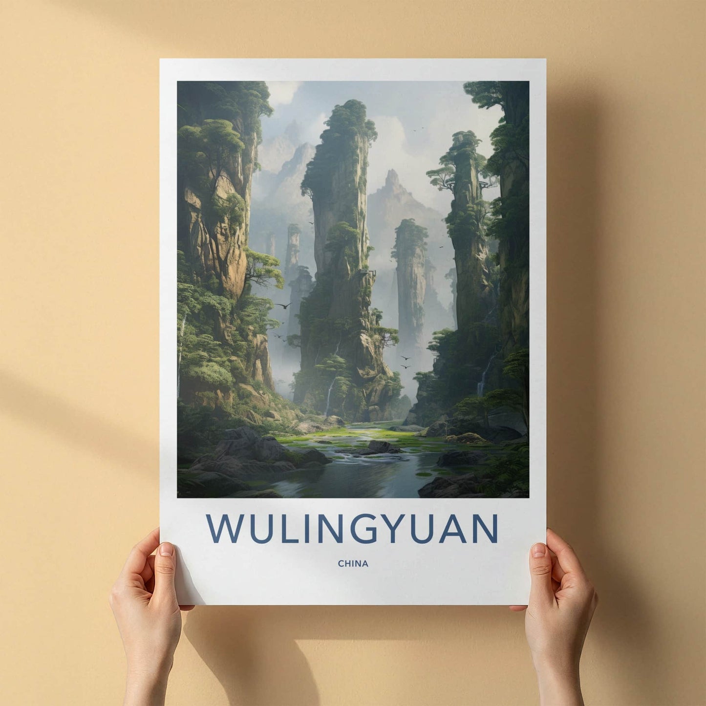 Wulingyuan Poster - China Travel Art - Towering Green Karst Home Decor