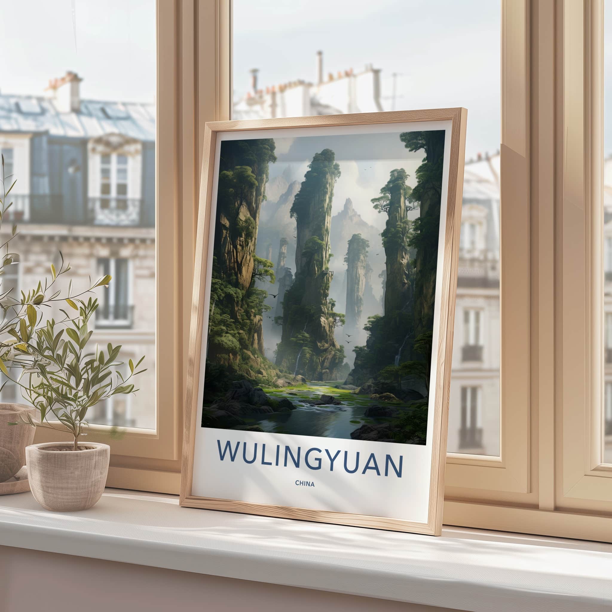 Wulingyuan Poster - China Travel Art - Towering Green Karst Home Decor