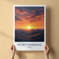 Wurttemberg Poster - Germany Wall Art - Fiery Sunset Skyline Home Decor