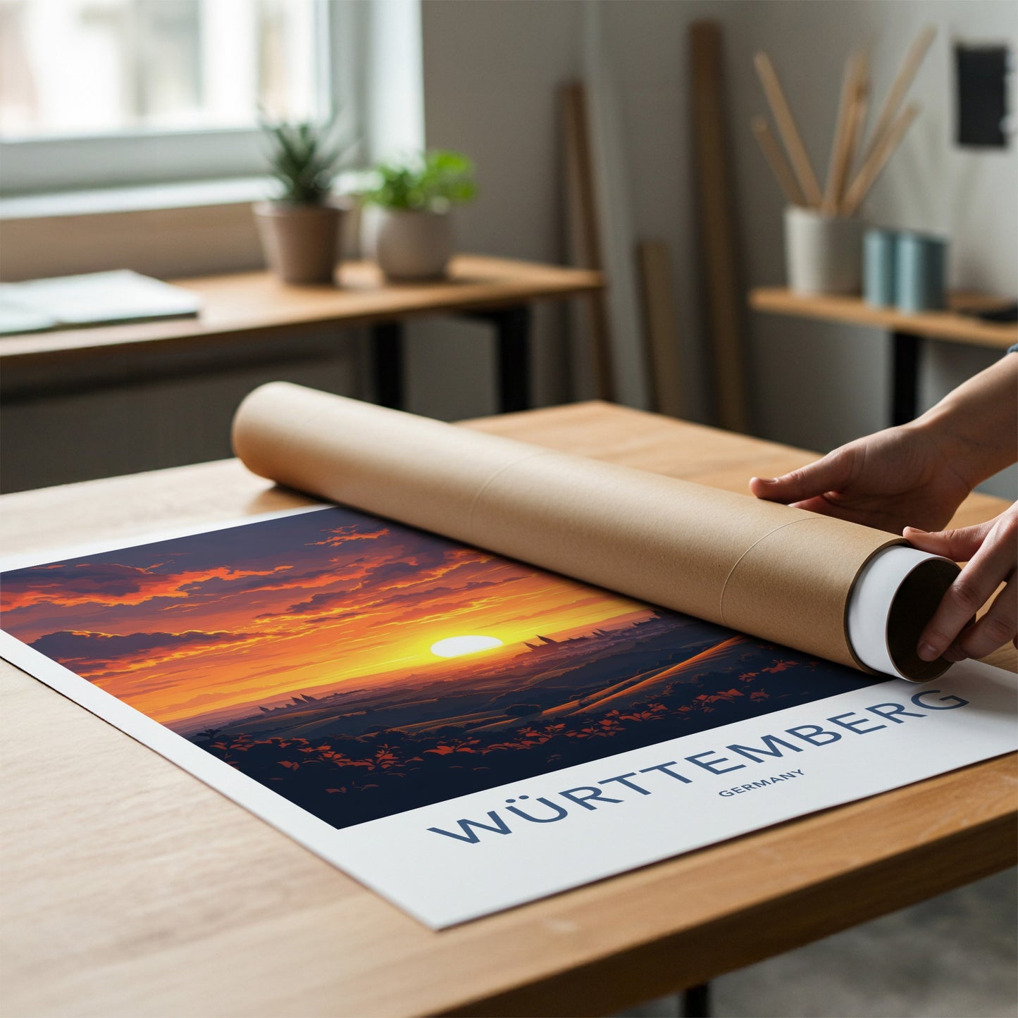 Wurttemberg Poster - Germany Wall Art - Fiery Sunset Skyline Home Decor