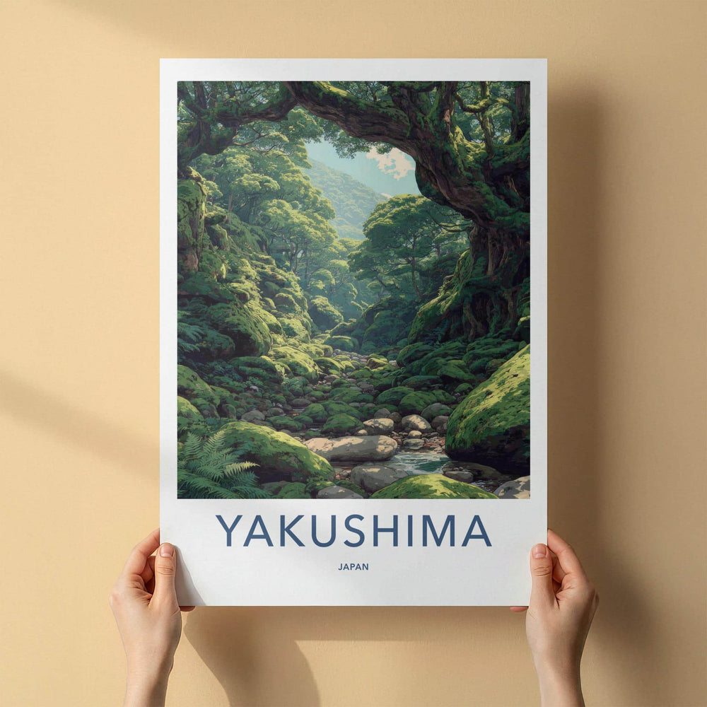 Yakushima Poster - Japan Travel Art - Lush Mossy Forest Home Decor