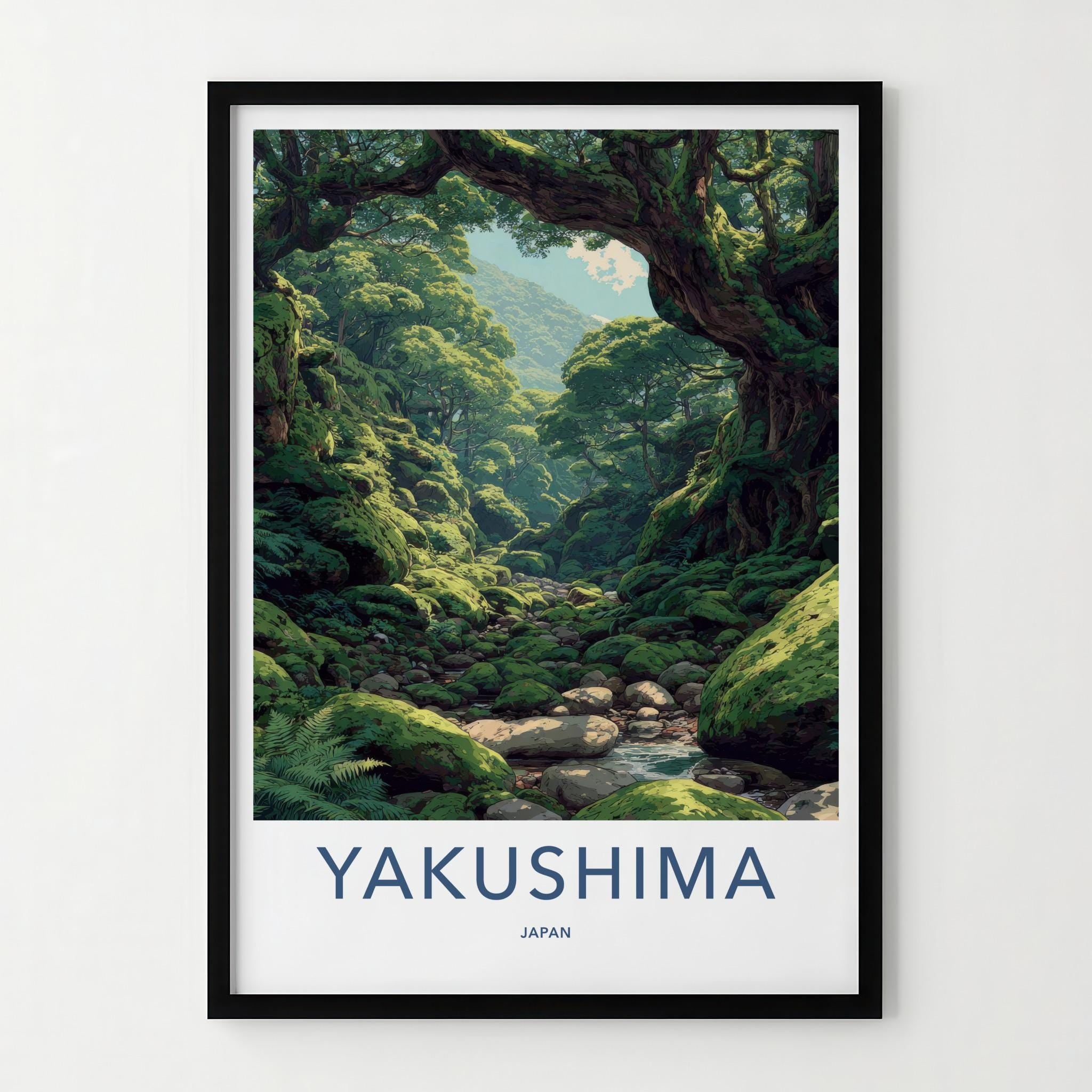 Yakushima Poster - Japan Travel Art - Lush Mossy Forest Home Decor