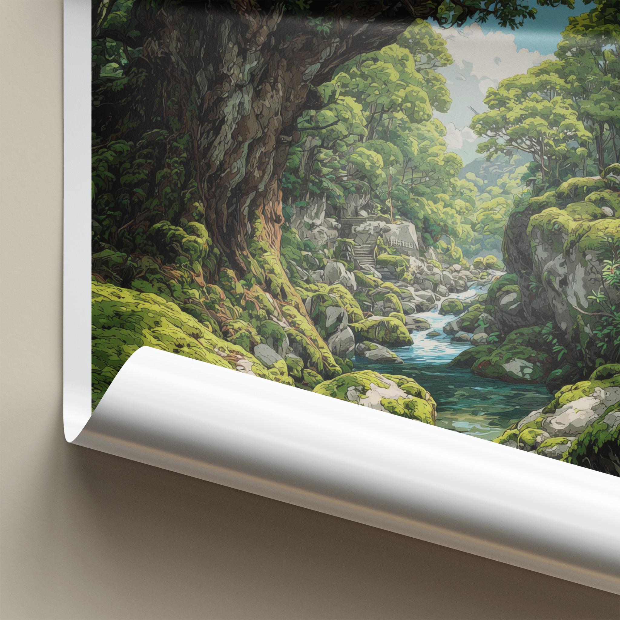 Yakushima Poster - Japan Travel Art - Lush Mossy Forest Wall Decor