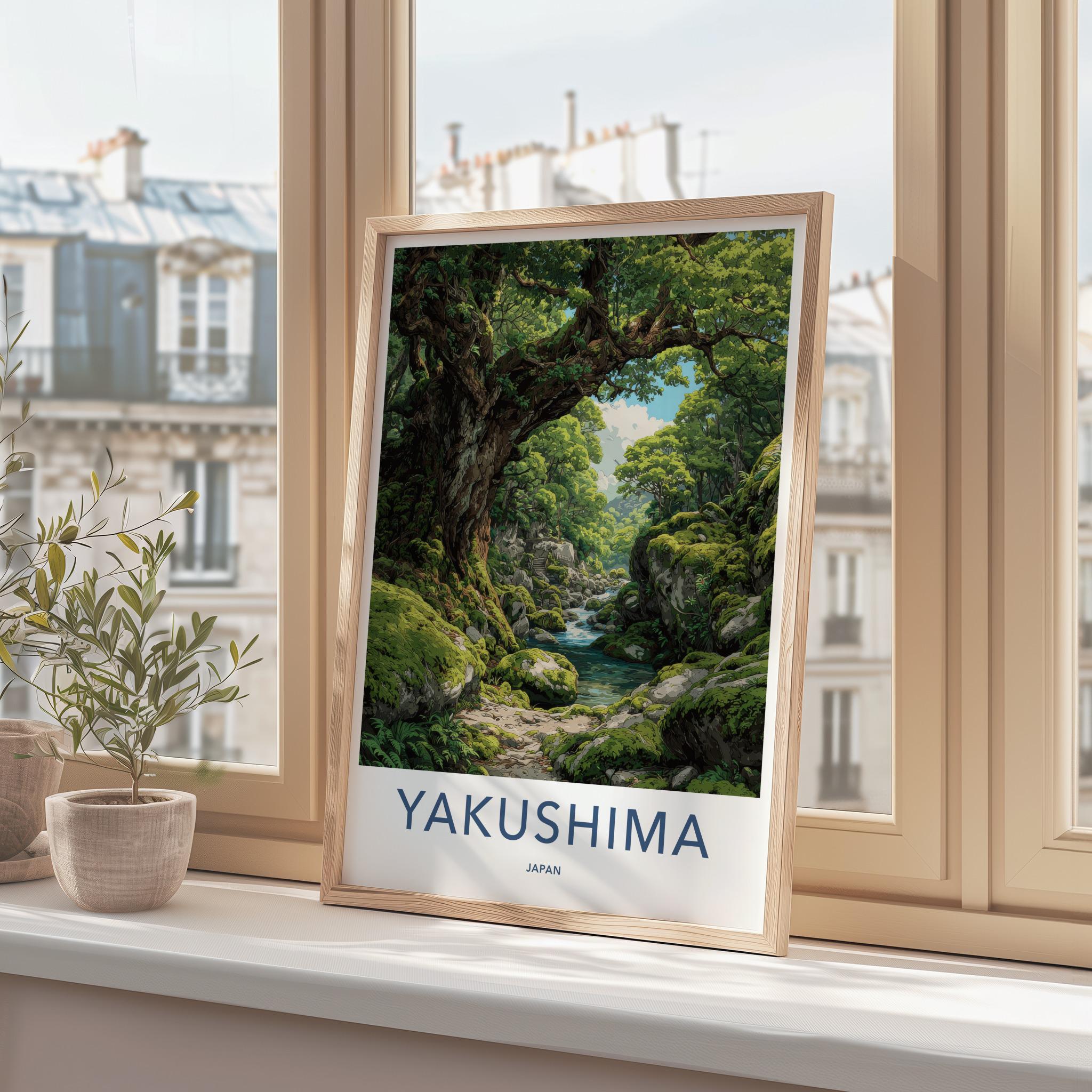 Yakushima Poster - Japan Travel Art - Lush Mossy Forest Wall Decor