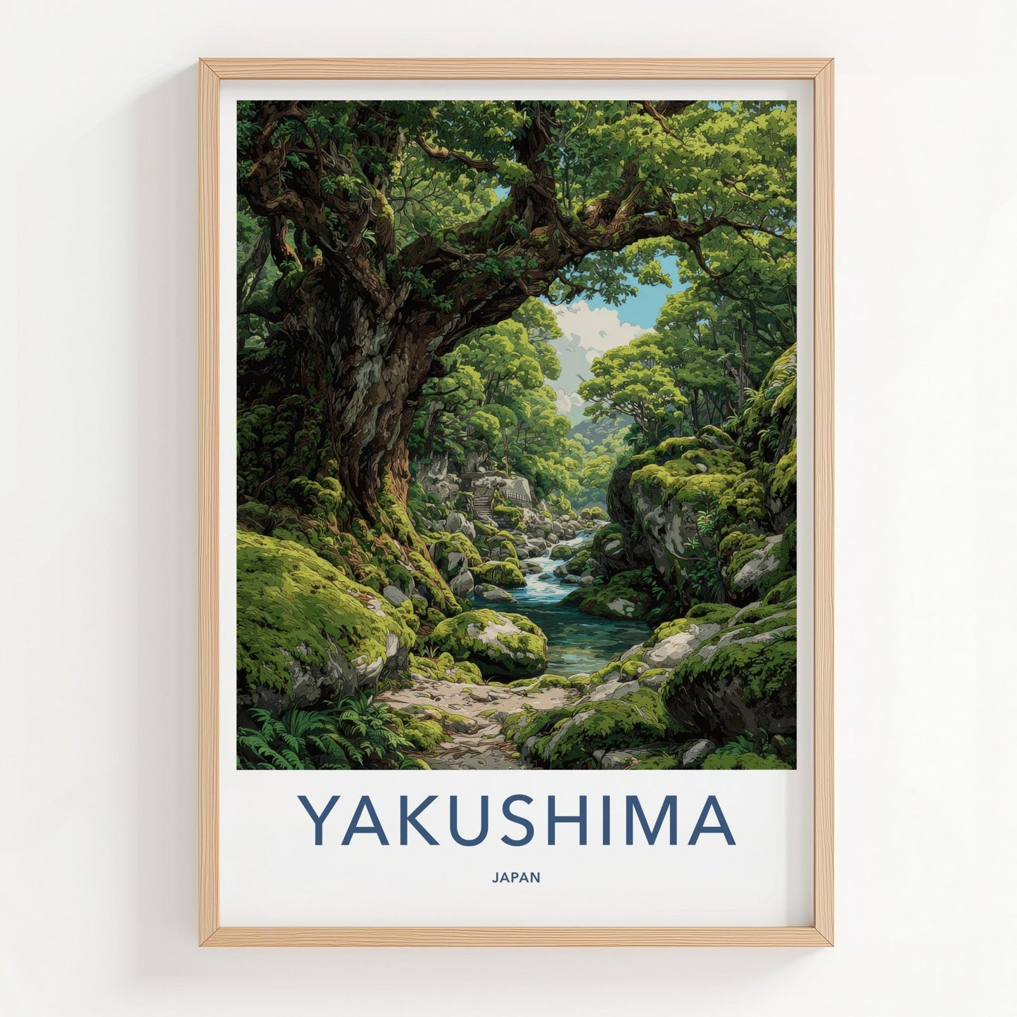 Yakushima Poster - Japan Travel Art - Lush Mossy Forest Wall Decor