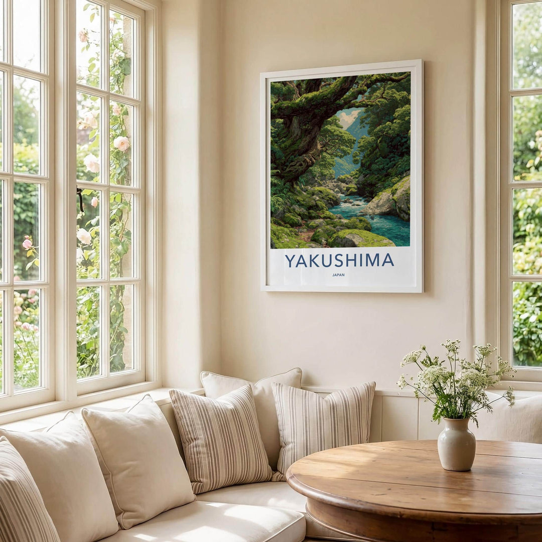 Yakushima Poster - Japan Travel Art - Lush Mossy River Home Decor