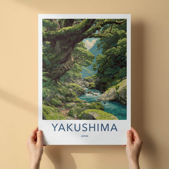 Yakushima Poster - Japan Travel Art - Lush Mossy River Home Decor
