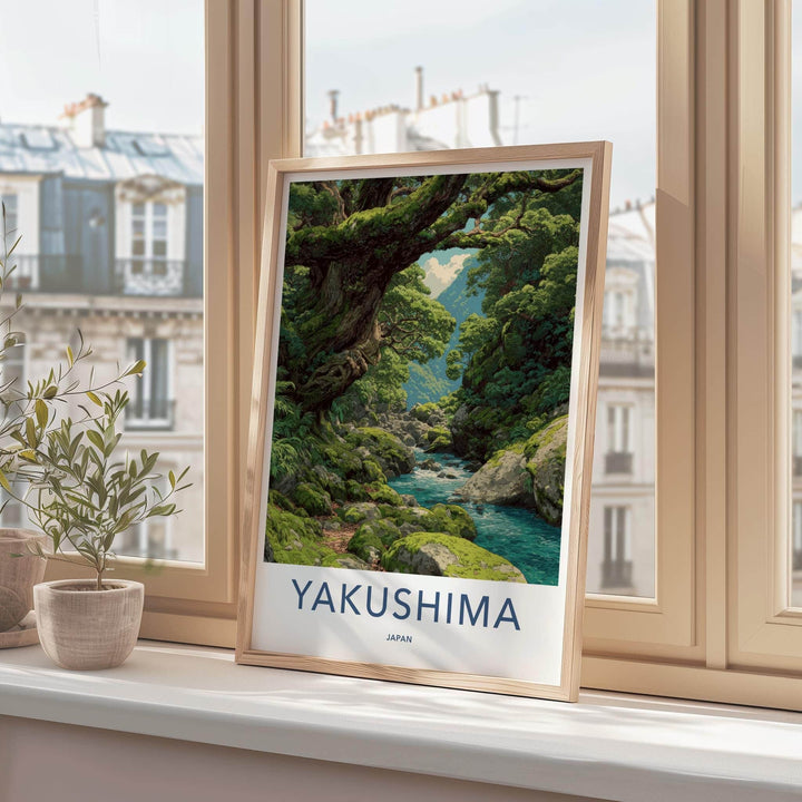 Yakushima Poster - Japan Travel Art - Lush Mossy River Home Decor