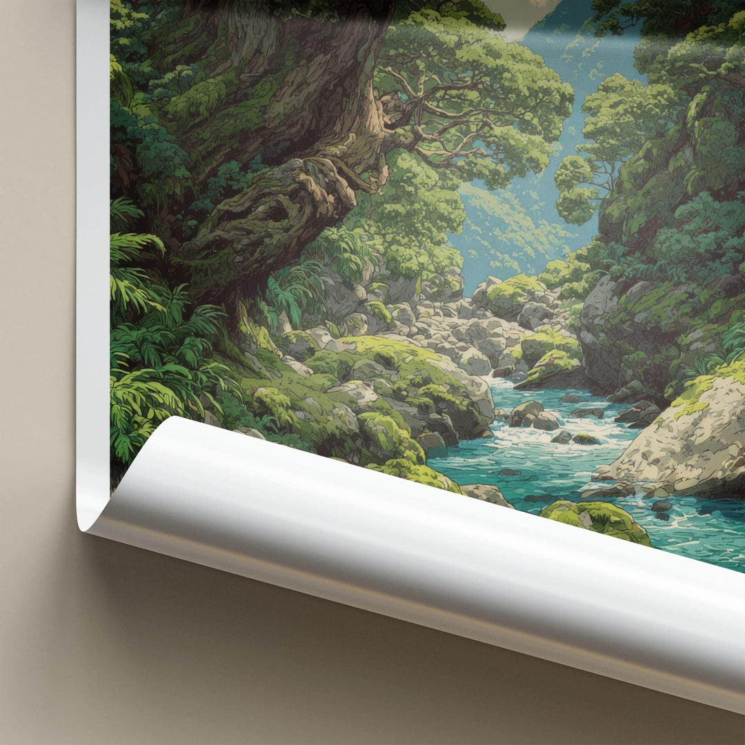 Yakushima Poster - Japan Travel Art - Lush Mossy River Home Decor