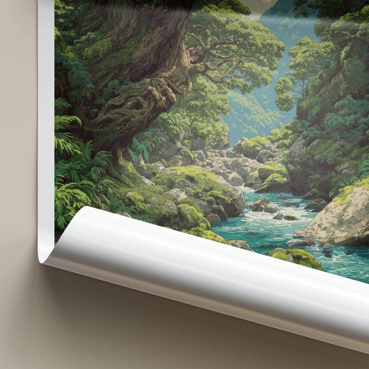 Yakushima Poster - Japan Travel Art - Lush Mossy River Home Decor