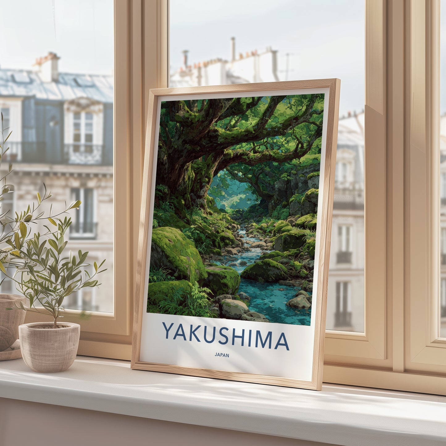 Yakushima Poster - Japan Travel Art - Mossy Forest Stream Wall Decor