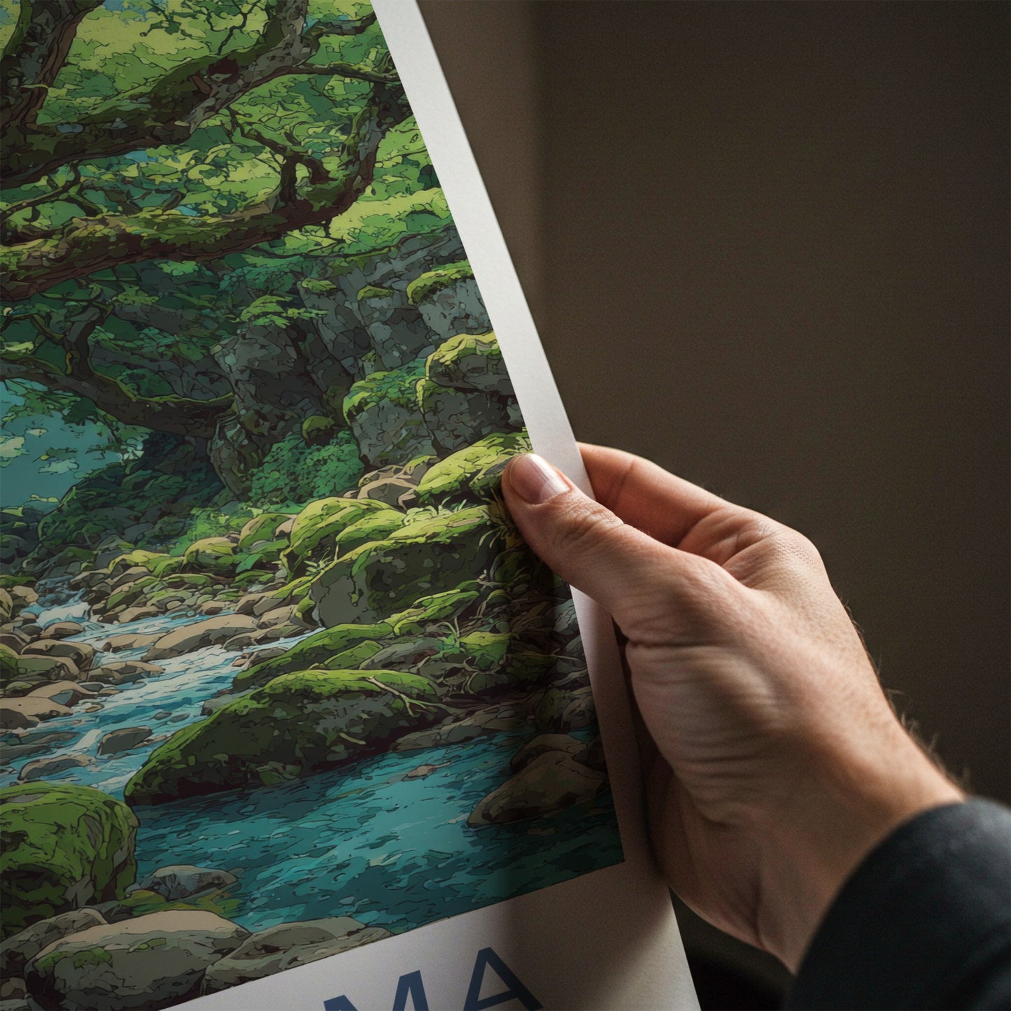 Yakushima Poster - Japan Travel Art - Mossy Forest Stream Wall Decor