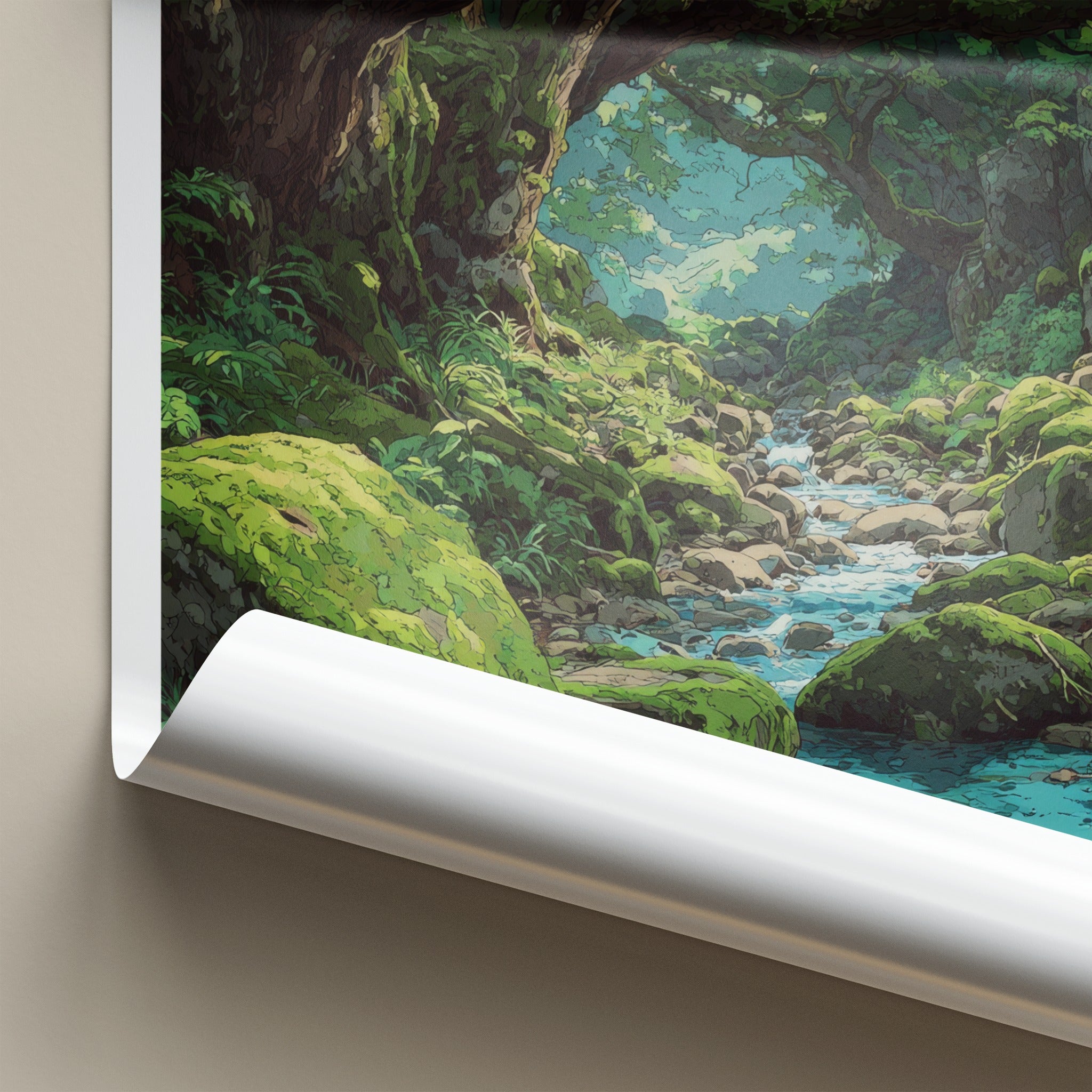 Yakushima Poster - Japan Travel Art - Mossy Forest Stream Wall Decor