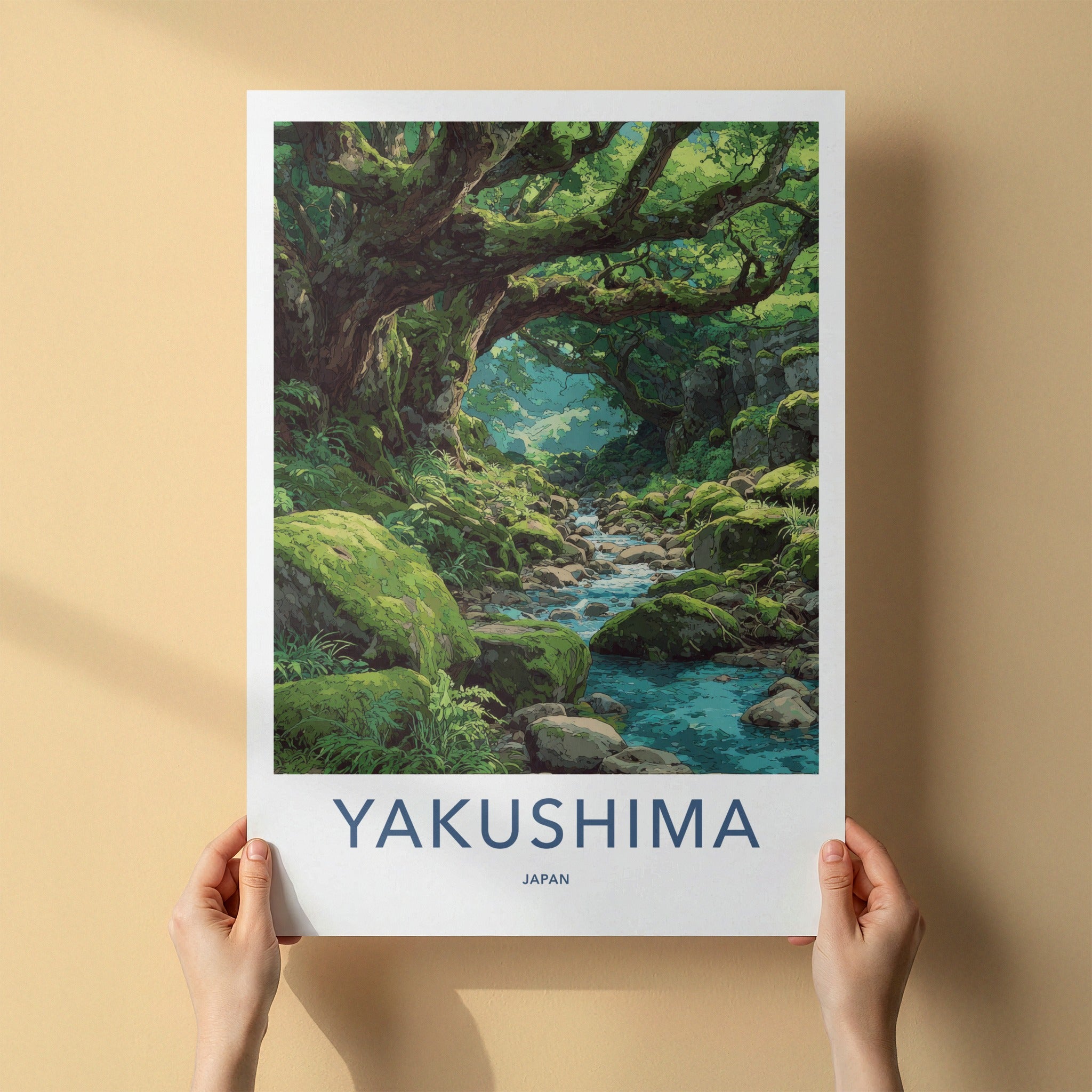 Yakushima Poster - Japan Travel Art - Mossy Forest Stream Wall Decor