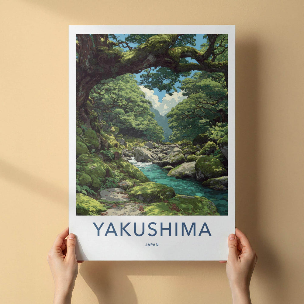 Yakushima Poster - Japan Wall Art - Mossy Forest Stream Home Decor
