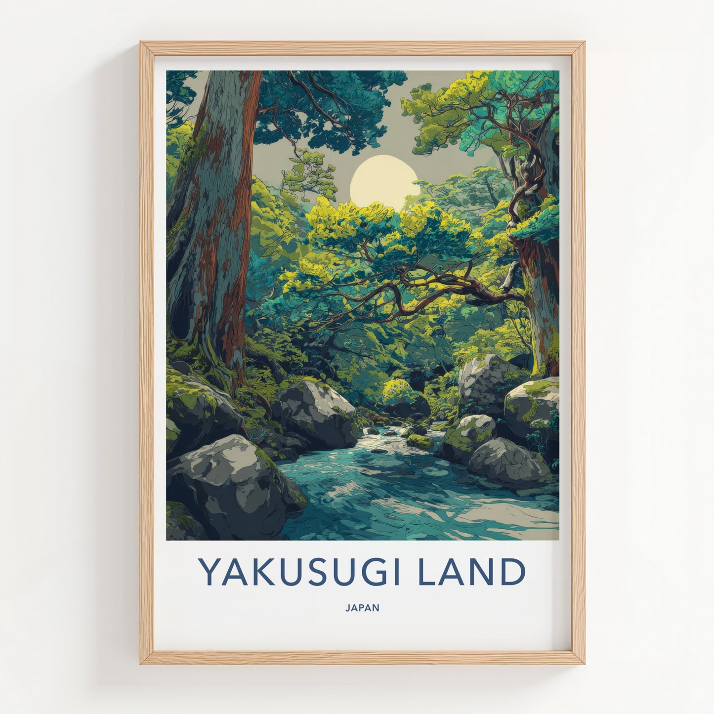 Yakusugi Land Poster Japan Forest Stream Moon Wall Decor