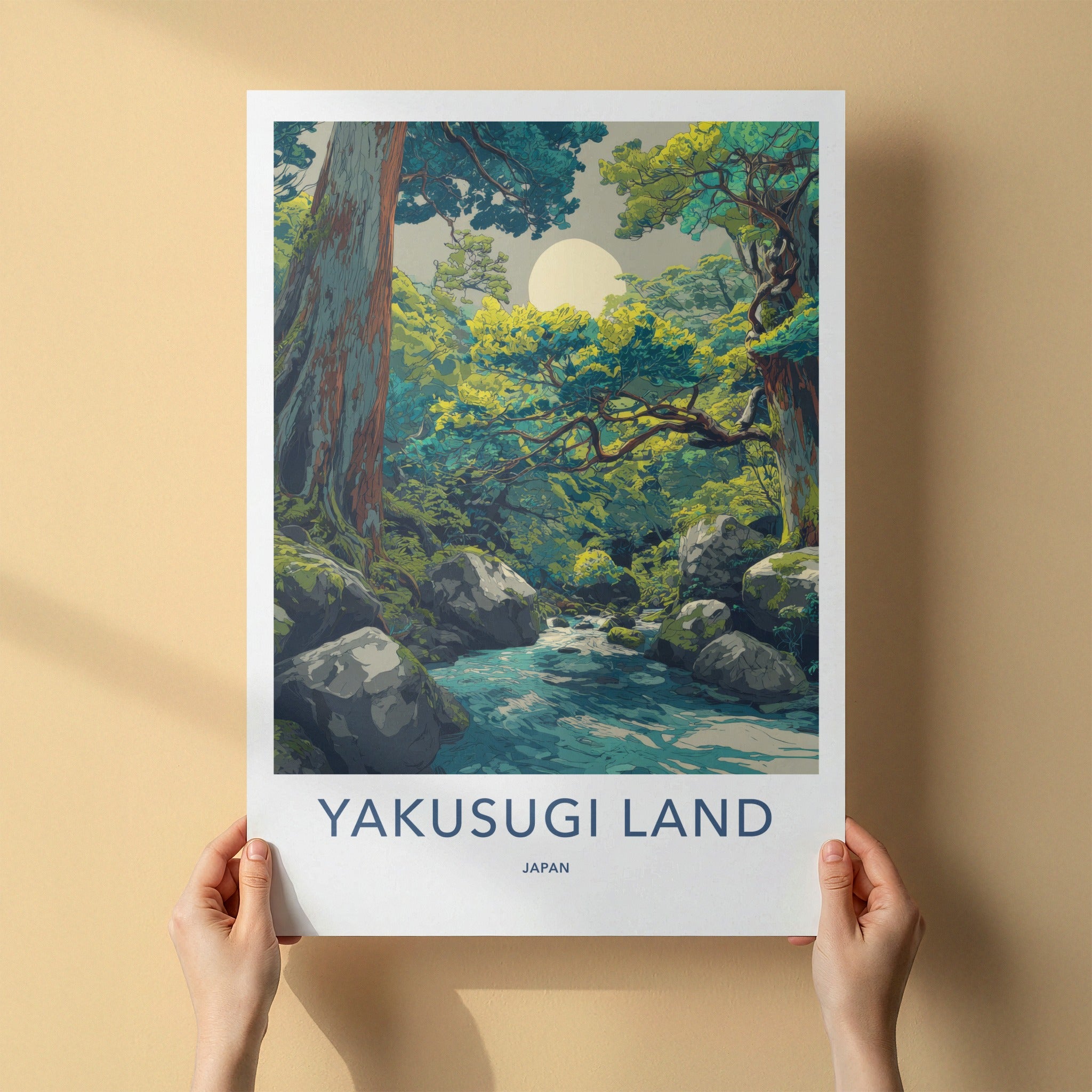 Yakusugi Land Poster Japan Forest Stream Moon Wall Decor