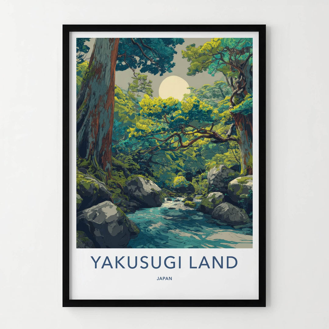 Yakusugi Land Poster Japan Forest Stream Moon Wall Decor