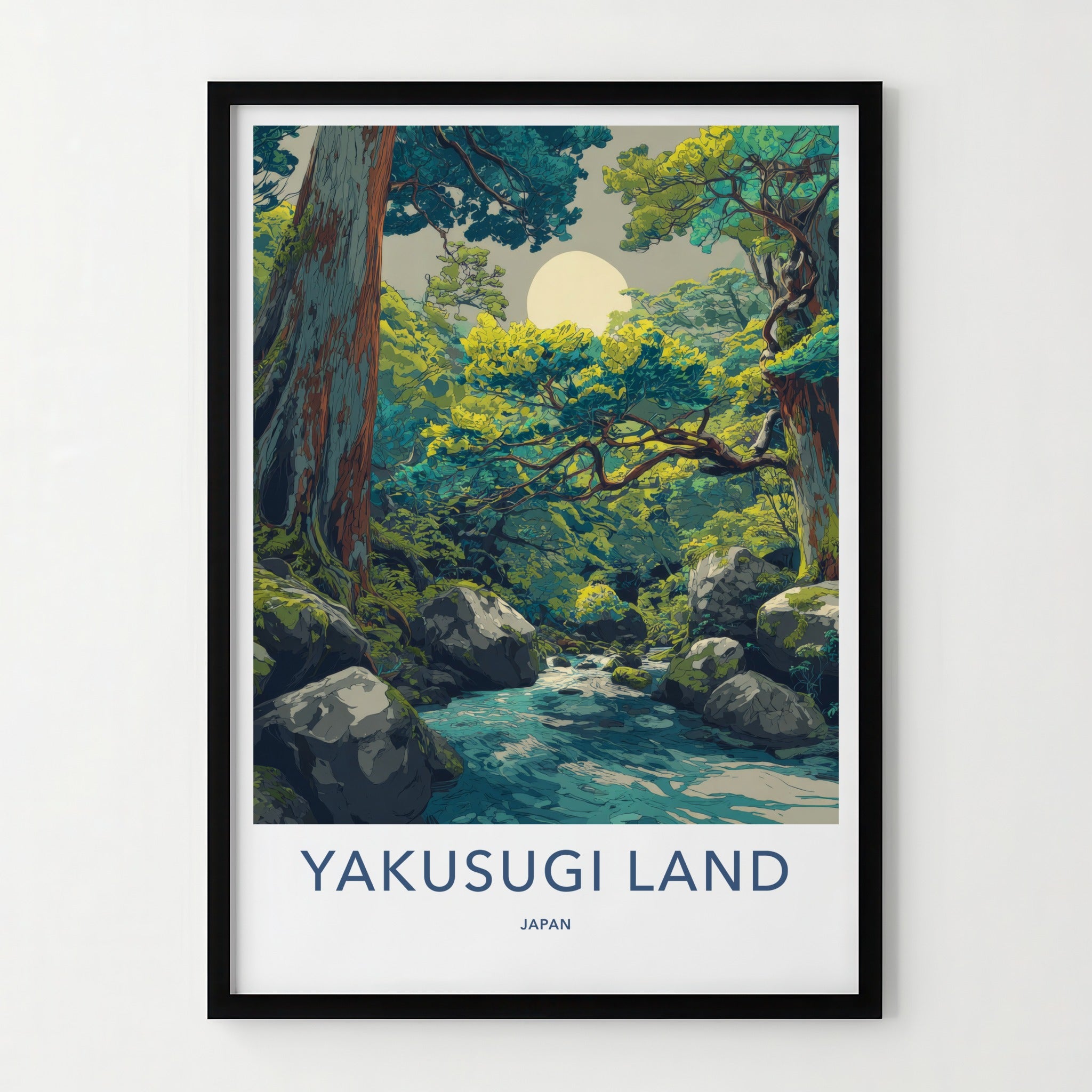 Yakusugi Land Poster Japan Forest Stream Moon Wall Decor