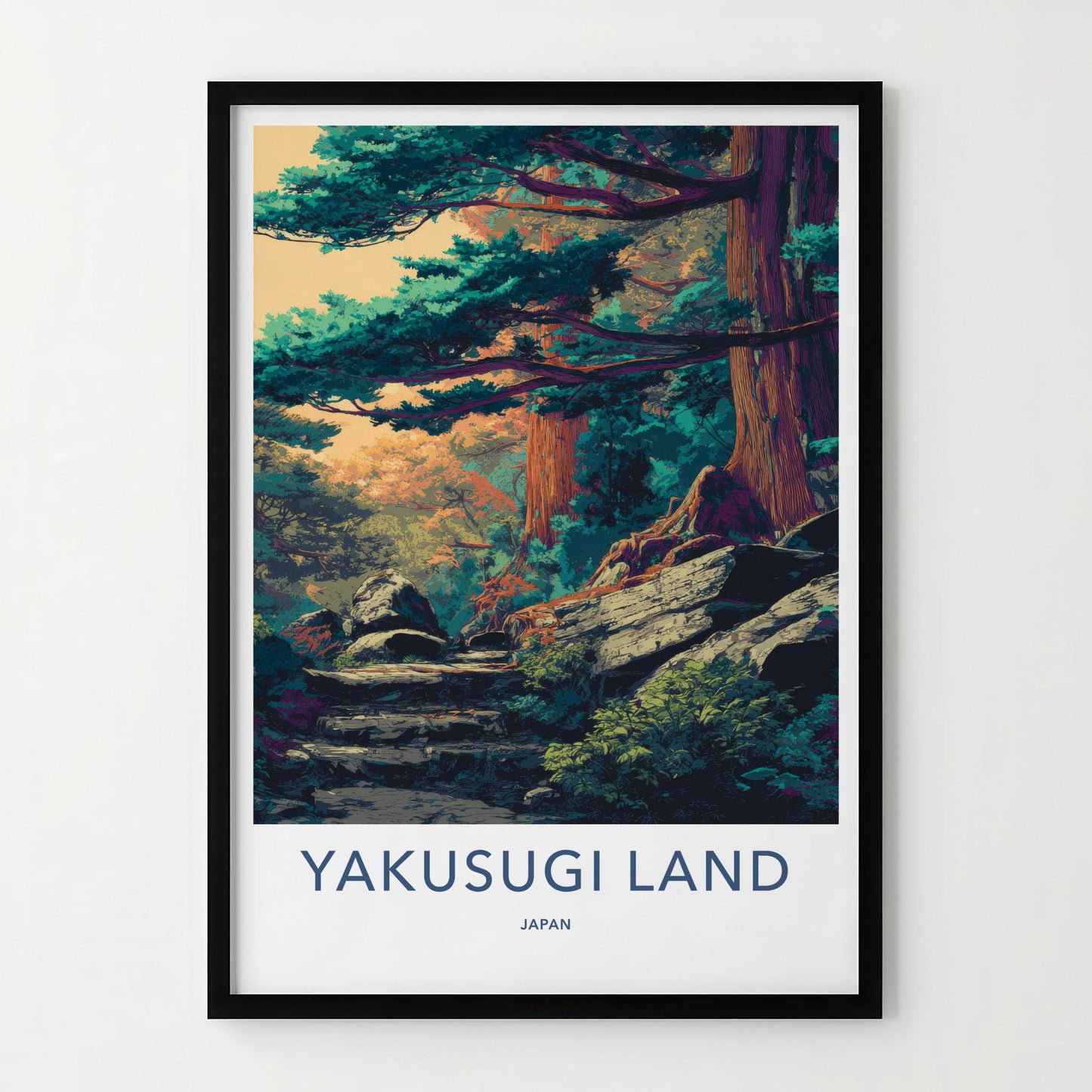 Yakusugi Land Poster - Japan Travel Art - Ancient Forest Path Home Decor