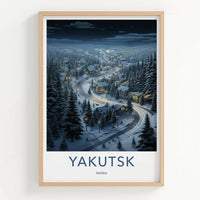 Yakutsk Poster - Cozy Cabin Wall Art Featuring Snowy Village & Winter
