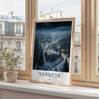 Yakutsk Poster - Cozy Cabin Wall Art Featuring Snowy Village & Winter