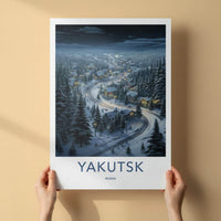 Yakutsk Poster - Cozy Cabin Wall Art Featuring Snowy Village & Winter