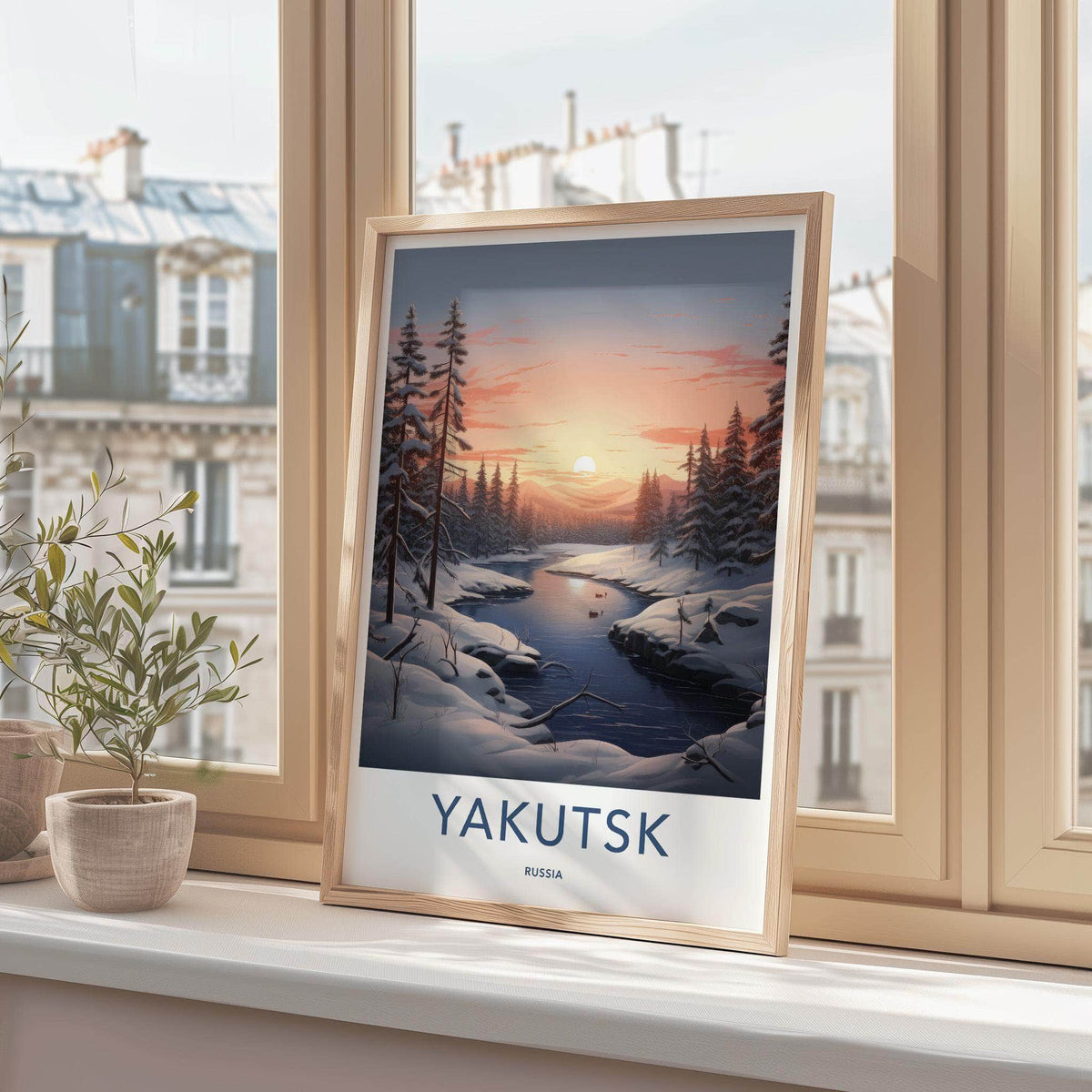 Yakutsk Poster - Russia Wall Art Featuring Winter Scenery and Snowy
