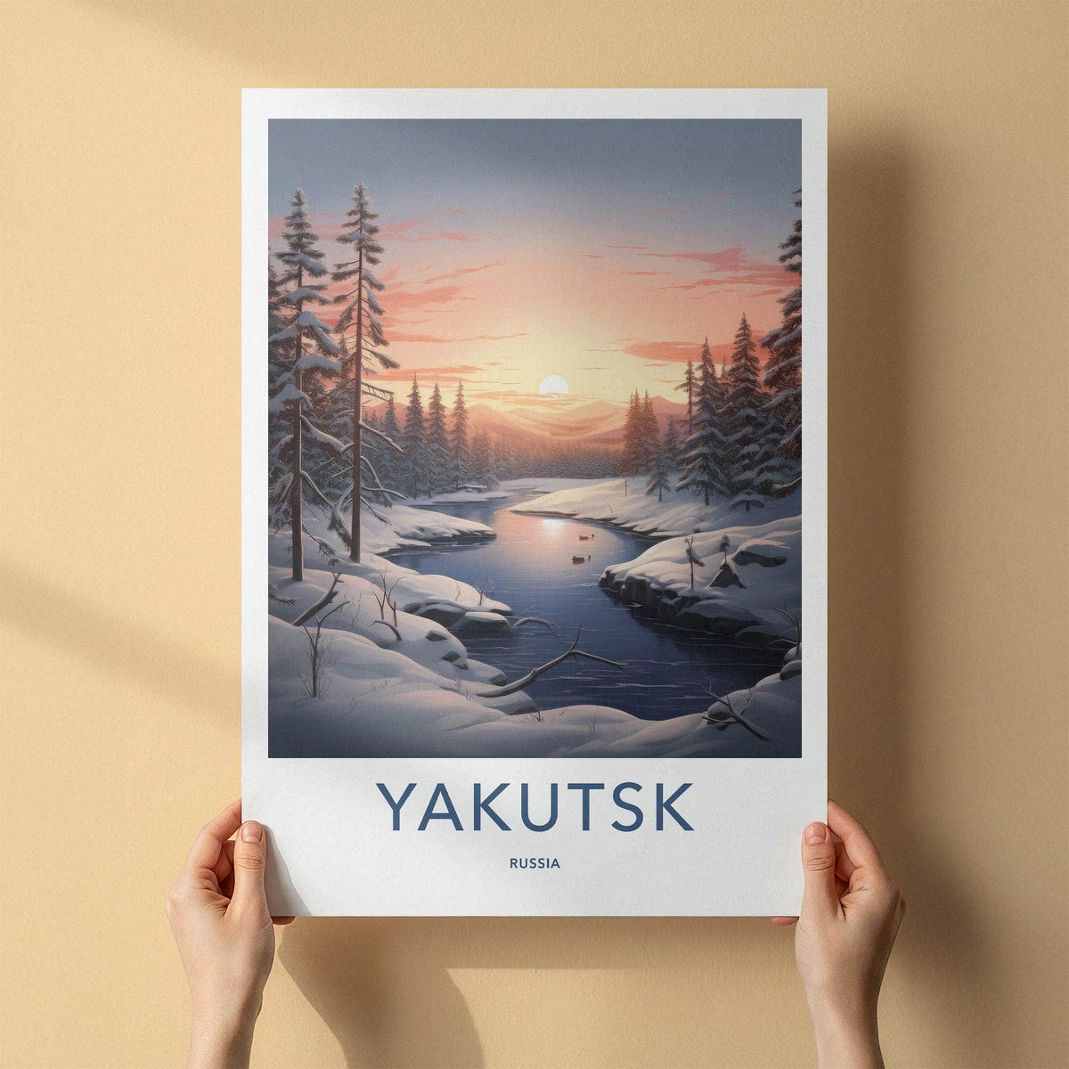 Yakutsk Poster - Russia Wall Art Featuring Winter Scenery and Snowy