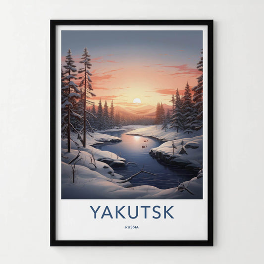 Yakutsk Poster - Russia Wall Art Featuring Winter Scenery and Snowy