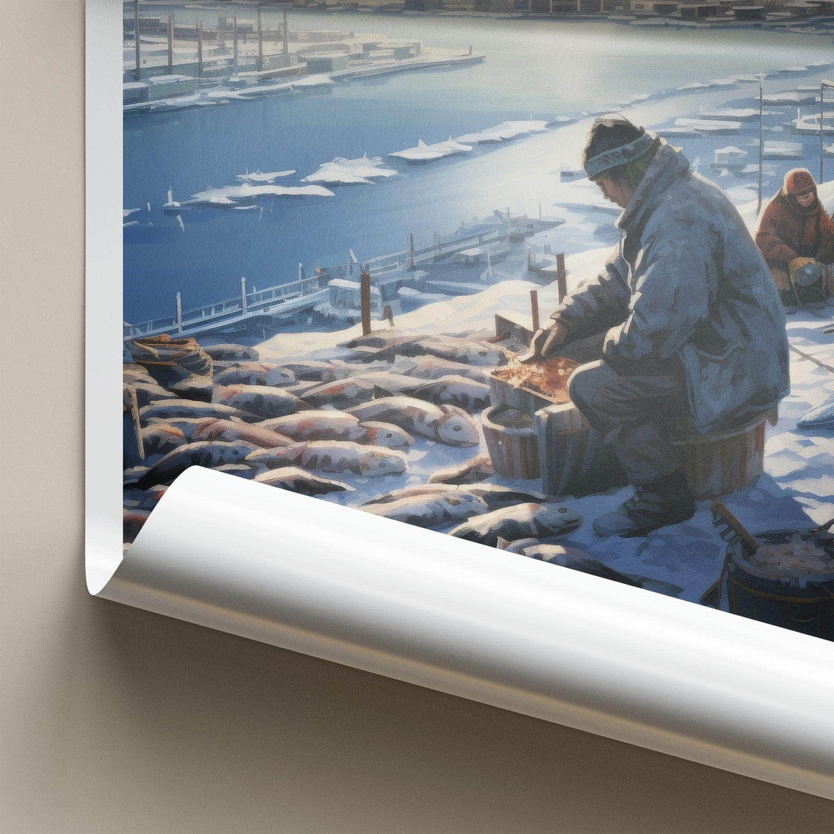 Yakutsk Poster - Siberian Fishing Village Winter Scene Decor