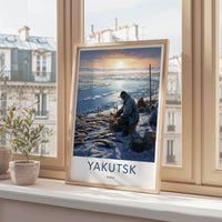 Yakutsk Poster - Siberian Fishing Village Winter Scene Decor